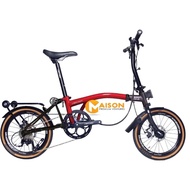 (display new)Crossmac Folding bike 16"(9speed)maroon colour*Used 200m and put back box keep