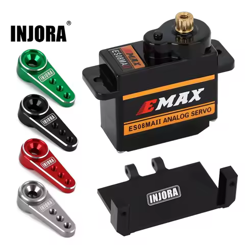 INJORA EMax ES08MA II 12g Analog Metal Gear Servo with Mount & 15T Horn for RC Car Model Axial SCX24
