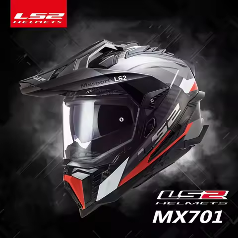 Original LS2 Motocross Helmet Carbon Fiber Capacete LS2 MX701 EXPLORER Full Face Helmet Double Lense