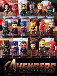 Anime Ornaments = Q Version Avengers Figure Full Set Model Ornaments Iron Spiderman American Team Hulk Doll Children's Toys
