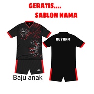 Baju bola anak anak Free costum Nama/jersey stelan sepak bola anak anak kaos olahraga bola futsal volly badminton terbaru