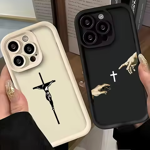 Jesus Cross Paint Phone Case for iPhone 16e 16 15 14 13 12 11 Pro Max Mini XR XS X 7 8 6 6s Plus Sof