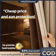 5/6/7/8/9ft 100% Langsir Blackout Curtains For Window/Door Home Decoration Thermal insulation 1pcs/2