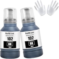 102 Ink 2 Black Compatible with Epson EcoTank ET-2750 ET-2756 ET-2850 ET-2851 ET-2856 ET-3700 ET-375