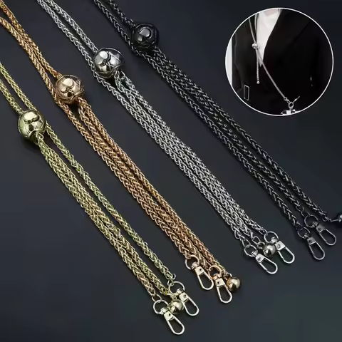 120cm Steel Bag Chain with PU Leather - DIY Replacement 6mm Shoulder Crossbody Metal Bag Chain Strap