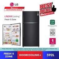 [FREE SHIPPING] LG 2 Door Top Freezer Inverter Fridge GR-H802HQHM (592L) with DoorCooling+ &amp; Fresh 0 Zone Refrigerator / Peti Sejuk (2022)