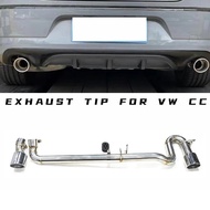 1 Set Dual Carbon Fiber Car Exhaust Tip For VW CC Double Out Muffler Tip Stainless Steel Exhaust Tip
