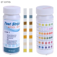 6 IN1สระว่ายน้ำ PH คลอรีน Spa bromine Acid Test Strip Cyanuric alkalinity