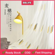 2023 Wheat Embroidery Sheer Curtains for Bedroom Soft Light and Privacy Protection Drapes for Living Room Rod Pocket Grommet Curtain Hook Day Curtain