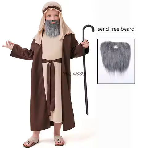 Halloween Costumes Arabian Old Grandpa Sources Middle East Shepherd Elder Clothes Cosplay for Child 