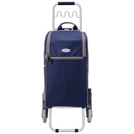 The carros 卡蘿 30L 保溫保冷三輪波浪掛勾折疊購物車-藍色水玉