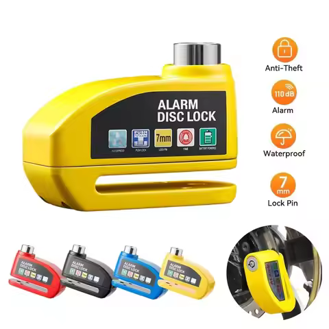 Aluminum Alloy Motorcycle Alarm Disc Brake Lock With Lock Bag and 2 Keys Security Moto Wheel Disk Pa