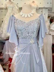 GRAY SWAG DESIGN FORMAL GOWN FOR NINANG PRINCIPAL SPONSOR MOTHER OF THE BRIDE GROOM