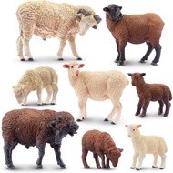 Toymany 8PCS Merino Sheep Figurines Realistic Farm Animal Sheep Toys- Plastic Sheep Figures Birthday
