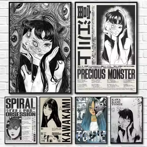 J-Junji Ito T-Tomie Retro Cool Girl Poster Canvas Wall Art Printing Waterproof Home Living Bed Room 