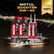 ชุดน้ำมันเครื่อง สำหรับ New Vespa -&gt; MOTUL SCOOTER 5W40 + เฟืองท้าย MOTUL + กรองน้ำมันเครื่อง