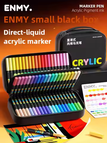 ENMY 1/24/80 Colors Direct Liquid Acrylic Markers With Bag Soft Tip Non-Transparent Art Markers Scho