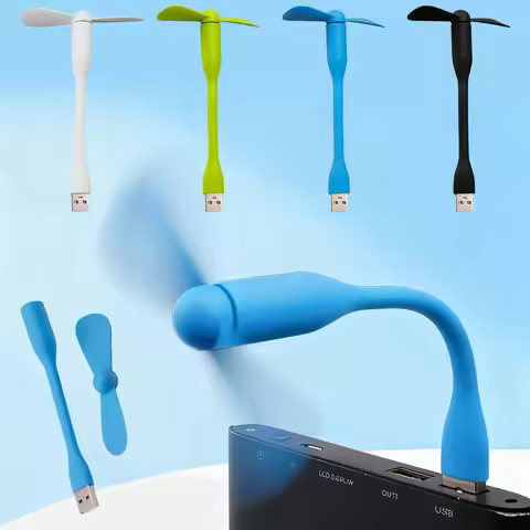 1/2PCS Flexible Portable Mini USB Fan for Power Bank Notebook Computer Summer Travel Cooling Gadget 