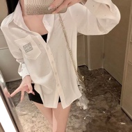2025 Gypsophila Diamond-Studded Letter Hot Diamond Long-Sleeved Shirt Loose Temperament Shirt Diamon
