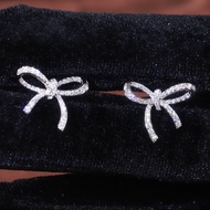 Brand new  Abiding Jewelry Bowknot Stud Earrings Micro Insert Full Diamond 10K 14K 18K White Gold Bo