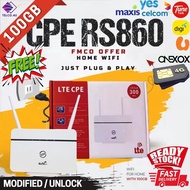 【FREE 100GB】4G LTE CPE RS860 Wifi Modem Router ONEXOX Sim Card High Speed Unlimited Hotspot Simkad No Contract Celcom