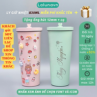 Ly giữ nhiệt 830ml bigsize Pastel KHẮC TÊN, cốc giữ nhiệt cao cấp inox 304, bình nước tặng sticker,