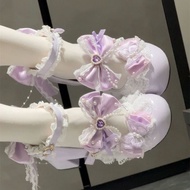 Lavender Lolita Bow Shoes Lolita Shoes Lolita Low Heel Sweet Cute Girl Students