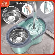 Spin Mop With Stainless Steel Barrel Spin Mop Lantai Serbaguna 360 Spin Mop Easy Clean Flat Automatic Magic Mop 拖把