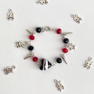 handmade punk themed bracelet grunge skull pendant charm