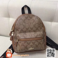 Coach Mini Charlie Signature Backpack Bag Light Brown Women Beg Bag F38302