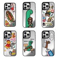 Joguman Dinosaur Dog Silver Mirror Phone Case for iPhone 17 16 15 14 13 12 Pro Max Plus Air, Hard Ca