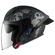ZEUS ZS 631 MATT BLACK/BS5 BLUE HALF FACE DOUBLE VISOR