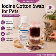 Iodine Cotton Swab For Pets 50pcs Medical Iodine Stick Disinfecting Solution Batang Kapas Iodin