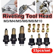 33pcs/set Hand Rivet Nut Tool Set M3-M10 33pcs Rivet Head Repair Tool Easy Installation