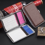【CW】◊✈  20Sticks Thin cigarette case Lengthened Leather Holder Ultra-thin  Storage