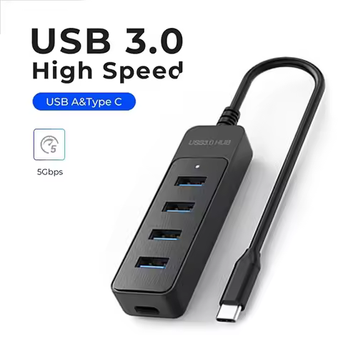 USB 3.0 Hub 4 Ports Type C Multi Splitter Hub Type C Power Expander Adapter Multifunctional Type C E