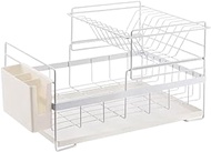 Space Saving Dish Rack 2 Tier Dish Drying Rack With Drainboard Drainer Kitchen Countertop Utensil Storage For Home Dish Drying Rack (Color : White, Size : 41.5 * 29.5 * 27cm)