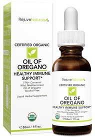 RejuveNaturals Oil of Oregano, USDA Organic - 1 fl oz (30ml Liquid) Wild, Mediterranean Oregano Oil.