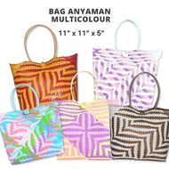 11"x11" Multicolour Beg Anyaman Sarawak /  Tote Bag Women / PVC Bakul Anyaman Handmade Wanita Penan 