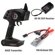 FCFTRC AUSTAR AX5S 2.4G 3CH Transmitter AX-5X Receiver 10A Brushed ESC for  for Q65 MN90 1/10 1/8 RC