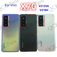 For ViVO X70 V2133A V2104 Glass Back Cover Battery Cove Glass Panel Rear Door Housing Case with Fram