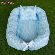Baby Nest Polka Dot Dot Dot Pattern Lightbiru Baby Bed Boat Free Pillow Crown Cute Character Baby Be