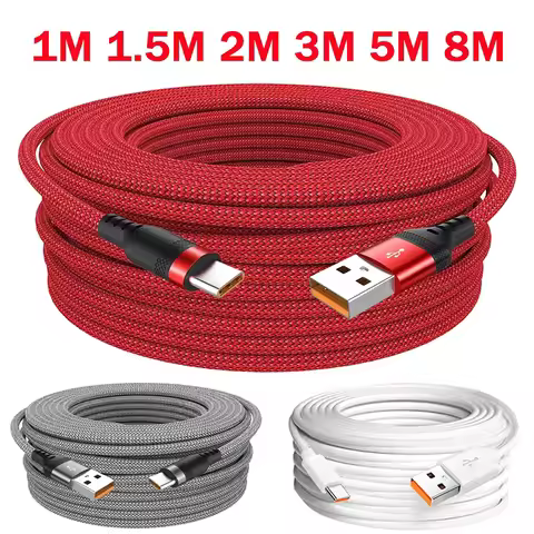USB Type C Extended Cable Fast Charging For Samsung Xiaomi Huawei Realme OPPO Android Mobile Phone U