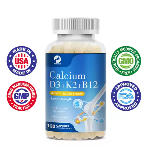 Kexinsh Vitamin D3K2 Capsules Vb12 Calcium Support Calcium Absorption Bone Teeth Heart Brain Health 