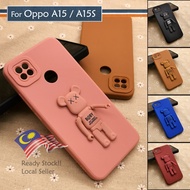 Oppo A15 A15S Plain Back Silicone Soft TPU Case Cover Casing DIY Mobile Cute Colorful Bear Stand Hou