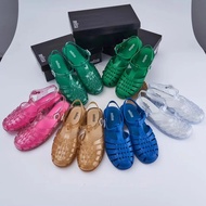 2023 Summer Melissa Women's Sandals Ladies Roman Round Toe Hollow Woven Jelly Shoes Adult Girls Beach Shoes Female Fragrant Shoe