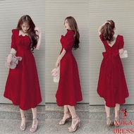 [Shop bigsize nữ 50kg đến 90kg] Váy dự tiệc đám cưới dáng dài ĐÍNH NƠ LƯNG đi tiệc cưới màu trắng và