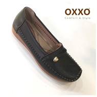 OXXO รองเท้าคัชชูส้นเตี้ย รองเท้าเพื่อสุขภาพหนังนิ่ม oxxo พี้นแบน หนังนิ่มมาก พี้นยางสั่งทำพิเศษ พี้นสูง1เซน ใส่สบาย X11606