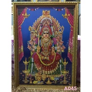FRAMED INDIAN GOD WALL ART PICTURE With Wooden Gold Frame & Rhinestone & Glass ; Ready To Hang 