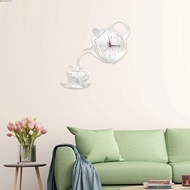 HUMBERTO Acrylic Mirror Wall Clock, Teapot Design DIY Teapot Wall Clock Sticker, Self-Adhesive Silent 3D Easy to Read 3D Decorative Clock Living Room